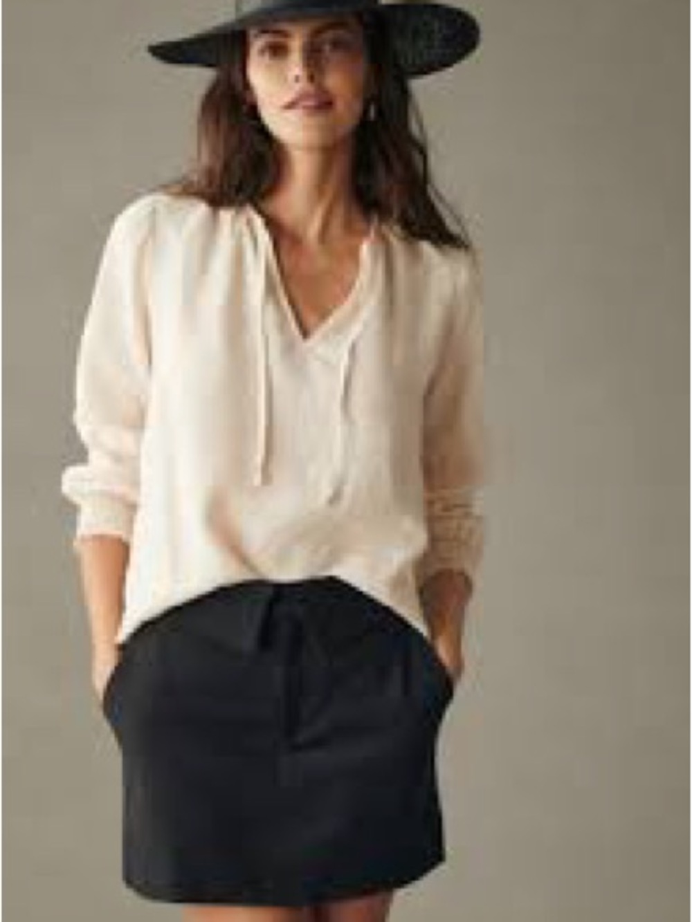 Anthropologie - cloth & stone - Peach V-Neck Linen Blouse